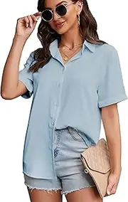 [SPRING SEAON] Women's Botton Down Shirts Long Sleeve Collared Tops Lady Work Office Chiffon Blouse