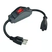 Black 3 Prong Extension Cord with Waterproof Switch，14AWG Heavy Duty Short Ex...