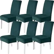 CYACMACO Chair Covers, Set of 6, Velvet Chair Covers, Stretch Chair Covers, Chair Covers for Swing Chairs, Chair Covers for Cantilever Chairs, Chair Covers, Dark Green