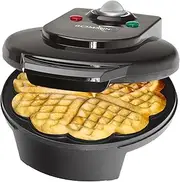 Bomann WA 5018 CB Waffle Iron Heart Shape Black, Non-Stick Coating, Diameter 18 cm, Waffle Maker/Waffle Maker, Round Waffle Machine, Waffle Iron with Baking Basket, Children's Waffle Iron