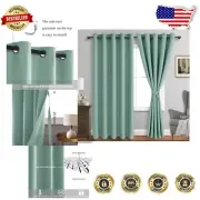 Elegant Light Sage Blackout Curtains - Thermal Insulated Grommet Panels Set of 2