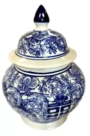 Friendship Vase BLUE/WHITE Vase With Top NIB