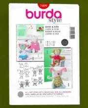 Bears & Rabbits Stuffed Toy Animals Sewing Pattern, Plush Toys~Burda Style 7409
