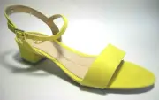 NEW SAM EDELMAN Size 9.5 Yellow Velour Fabric Block Heel Sandal Shoes