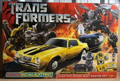 Micro Scalextric Transformers Slot Racing Set BUMBLEBEE v BARRICADE BRAND NEW