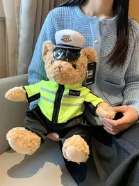 在飛比找Yahoo奇摩拍賣-7-11運費0元優惠優惠-交警泰迪小熊公仔布娃娃玩偶抱抱熊警察服飾熊網紅毛絨男女孩