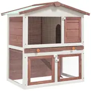 Outdoor Rabbit Hutch 3 Doors Brown Wood vidaXL