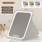White Large Foldable LED Makeup Mirror Portable Desktop Vanity with 3 Color Ligh