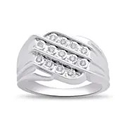 Miracle Multi Row Men's Ring with 1/5ct of Diamonds in Sterling Silver