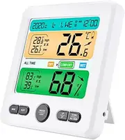 Digital Hygrometer Clock Easy-to-read Indoor Thermometer for Home Time Calendar