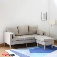 在飛比找momo購物網優惠-【RICHOME】薇妮北歐風L型沙發/三人沙發/布沙發/貴妃
