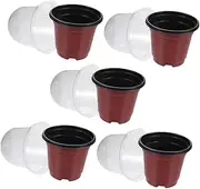 WEKADRIN 5 Pack Small Humidity Dome Plastic Nursery Pots for Home Flower Cultivation Vegetable Growing
