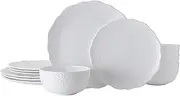 Mikasa Abigail Chip Resistant 12 Piece Dinnerware Set, Service for 4, White