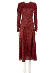 Red Floral Midi Dress