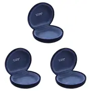 3PK Wicked Sista 8.7cm Navy Velvet Portable Small Jewellery Travel Case
