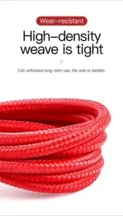 Baseus USB-A To Cafule Tough Cable Braided Cord 1m - Red