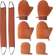 Self Tanning Mitt, 8-Piece Back Tanner Applicator Set for Fake Tan, Includes Finger Sleeves, Thumb Gloves, and Back Straps, Easy to Use for Even Application at Home