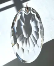 Huge 89mm Asfour Cathedral Oval Clear Crystal Pendant Prism Suncatcher 3-1/2"