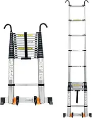 Telescopic Ladders for Home Loft 8m 7m 6.2m 5m 3.8m 3.2m 2.6m, Aluminum Extension Ladders with Hook, Extendable Telescoping Ladders, Load 330lb