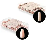 Apres Nail Neutrals Gel-X Alex Natural Coffin Medium & Lila Natural Round Medium Box of Tips Bundle | Includes 300 Gel-X Tips | Premium Quality | 11 Sizes 00-9