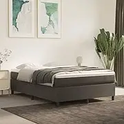 Bedroom Furniture Box Spring Bed with Mattress Dark Grey 137x187 cm Double Size Velvet
