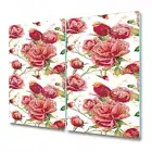 Glass Bread Board Induction Ceramic Hob Cover Red birds and flowers red 2x30x52