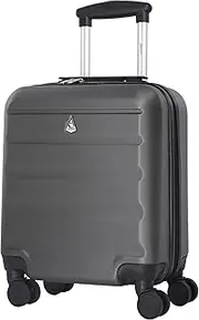 [Aerolite] 45x36x20 easyJet Maximum Size Suitcase to Avoid Easyjet Excess Hand Luggage Fee with 5 Years Warranty Hard Shell Carry On Hand Cabin Luggage Underseat Flight Bag with 4 Wheels, Charcoal,