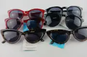 6 PACK FGX SUNGLASSES MIXED 100% UVA/UVB 2 LEOPARD CATEYE, 2 RED, 2 BLACK ROUND