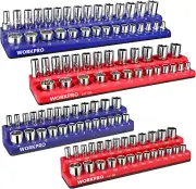 Magnetic Socket Organizer Set, 4-Piece Socket Holder Set Includes 1/4"