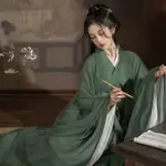 禪意 復古 禪服 女 漢服女改良 刺繡 衣服 古風上衣青竹漢服女魏晉晉製交領直裾古裝女中國風超僊古風大袖衫