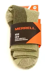 Merrell Moss Green Moab Coolmax Crew Hike Socks Men's S/M 5-8.5 NWT