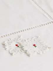 [Gohar World] Gohar World - Set Of Two Pearl-embellished Embroidered Cotton-lace Coasters - White - One size One size White