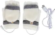 [BROLEO] Heated Gloves for Women, 1 Pair USB Heating Winter Gloves Full Finger Half Fingerless Electric Heated Mittens with Button, Washable Laptop Typing Gloves for Gaming, Typing