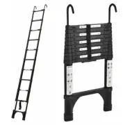 Portable Telescopic Ladder Black 3.2m Hooks Carry Bag Alum Extension RV Caravan