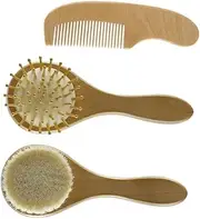 FOMIYES Hair Brush Comb Wooden Hair Brush Set Natural Wool Scalp Care for Newborns Grooming Kit