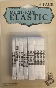 6 Piece Elastic White Sewing Bands Multi Pack Different Widths over 6 Metres