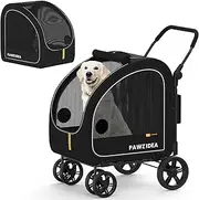 PAWZIDEA Dog Stroller for Large Dogs, Pet Stroller with Detachable Carrier for Portable Dog Crate for Car Seat, Foldable Dogs Jogger Strollers, All Terrain 10” Wheels, Adjustable Handle, Up to 110lb