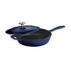 Tramontina Skillet 10.81" Rustic Round Cast Iron Oven Safe w/Lid Gradated Cobalt