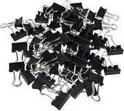 kuou 72pcs Binder Clips, 15mm Black Office Paper Clip, Foldback Clips Clamp Binder Clips for Office Home Supplies