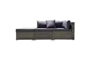LONDON RATTAN 3 Seater Modular Outdoor Lounge Setting incl. Ottoman, Grey