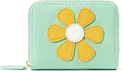 [AOFU] Small Wallet for Women Girls Zip Around Cash Pocket Wallets & Card Holder Case & Coin Purse Pouch Flower Edition, Cute Bifold Wallet for Women, Girls, Kids (Green, One Size)