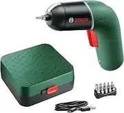 Bosch 3.6V Cordless Electric Screwdriver Gun Variable Speed with 10 Screwdriver Bits & Case (IXO VI Green). Made in Europe
