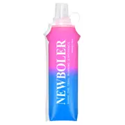 NEWBOLER BOT003 Foldable Soft Water Bottle Collapsible Portable Sports Bottle BPA-free - 500ml, Pink Gradient Blue