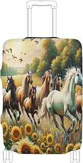 [Joisal] Sunflower Horse Luggage Covers Tsa Approved Fit 18-32 Inch Luggage, Airplane Travel Essentials, Sunflower Horse, S 18-20 in