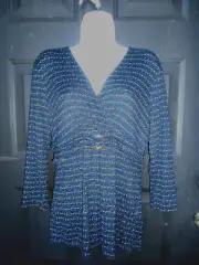 NWT NEW Ann Taylor TOP MEDIUM BLUE GOLD CHAINS SPANDEX