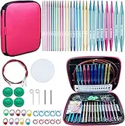 Weabetfu 60pcs Interchangeable Circular Knitting Needles Set with Case 13 Pairs of Aluminum Circular Knitting Needle for Handmade DIY Knitting with Knitting Accessories,(2.75mm-10mm)