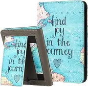 MOKASE Case for New 6" Kindle 11th Generation 2022 2024 Release, PU Leather Stand Hard Cover, Auto Wake/Sleep with Hand Strap & Card Slots for 6 inch Kindle 11th Generation 2022 2024, Map