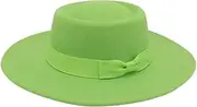 [Generic] Unisex Wide Brim Fedora Hats with Bow Women Men Party Wedding Church Hats Elegant Flat Top Felt Cap