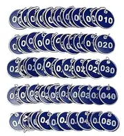 ONLYKXY 1-50 Number Colorful Tough Aluminum Metal Numbered Marking Identification Hang Tags Luggage Labels ID Tag with Split Rings for Organized Coded Key Box Cabinet System Identifier (Blue)