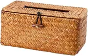 LIFKICH Elegant Seagrass Paper Holder Woven Tissue Box Cover Rustic Decor Napkin Storage for Office Home Car